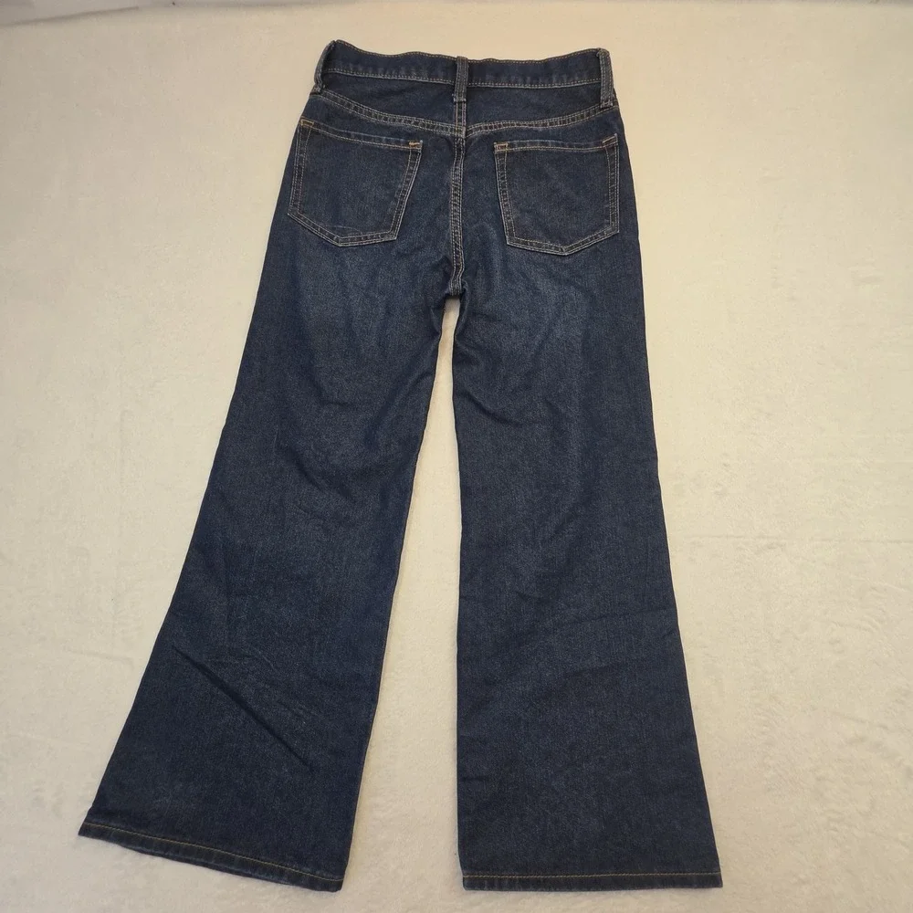 Old Navy Girls 12 High Rise Baggy Wide Leg Jeans Dark Wash Youth Denim Pants